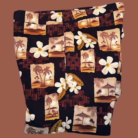 Tommy Bahama Nylon Hawaiian Print Pocket Swim Trunks Board Shorts Size Large - Picture 2 of 6